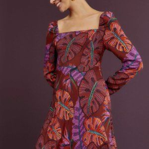 (Closet Clean out) Farm Rio - Red Delicate Leaves Midi Dress